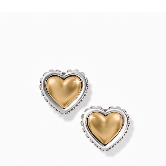 Gold and Silver Heart Earrings - Picture 2 of 3